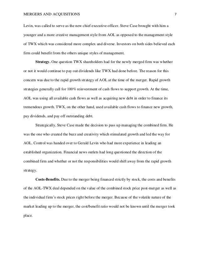 Dissertation report on merger and acquisition